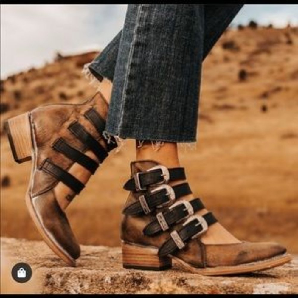 RARE Freebird Scarlett Brown/Black Buckle Boot